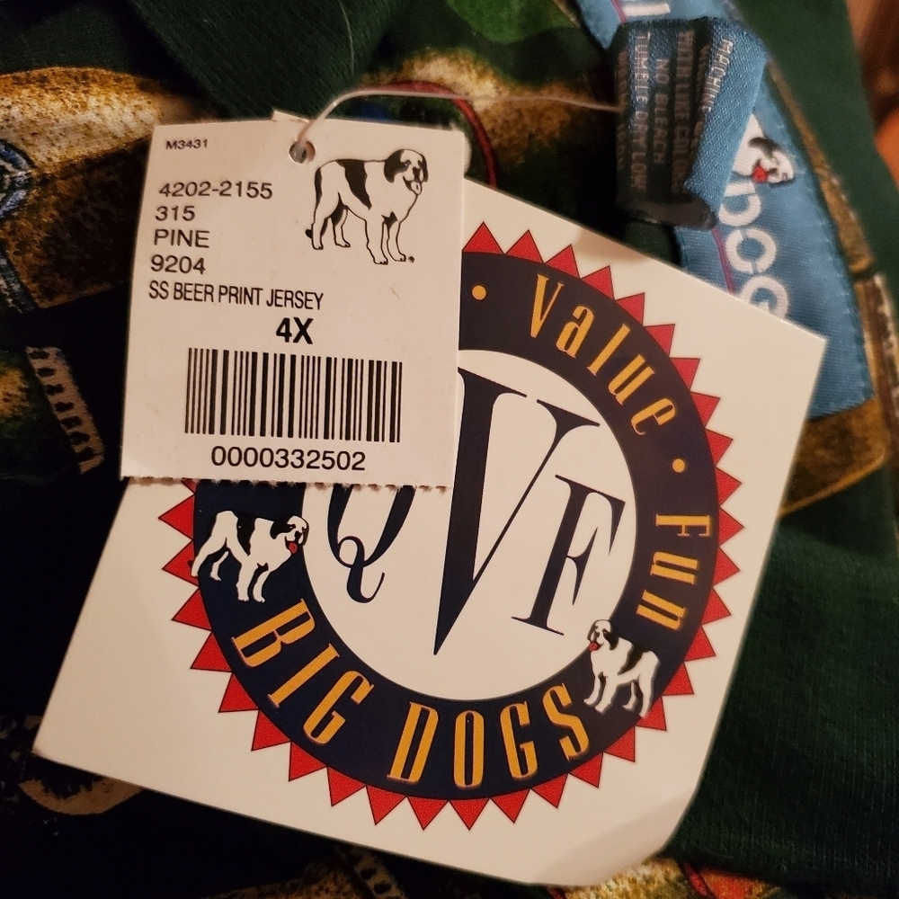 Vintage Big Dogs Shirt Button Front Multicolor Dog Breed Beer Print Cotton 4X - Picture 8 of 8